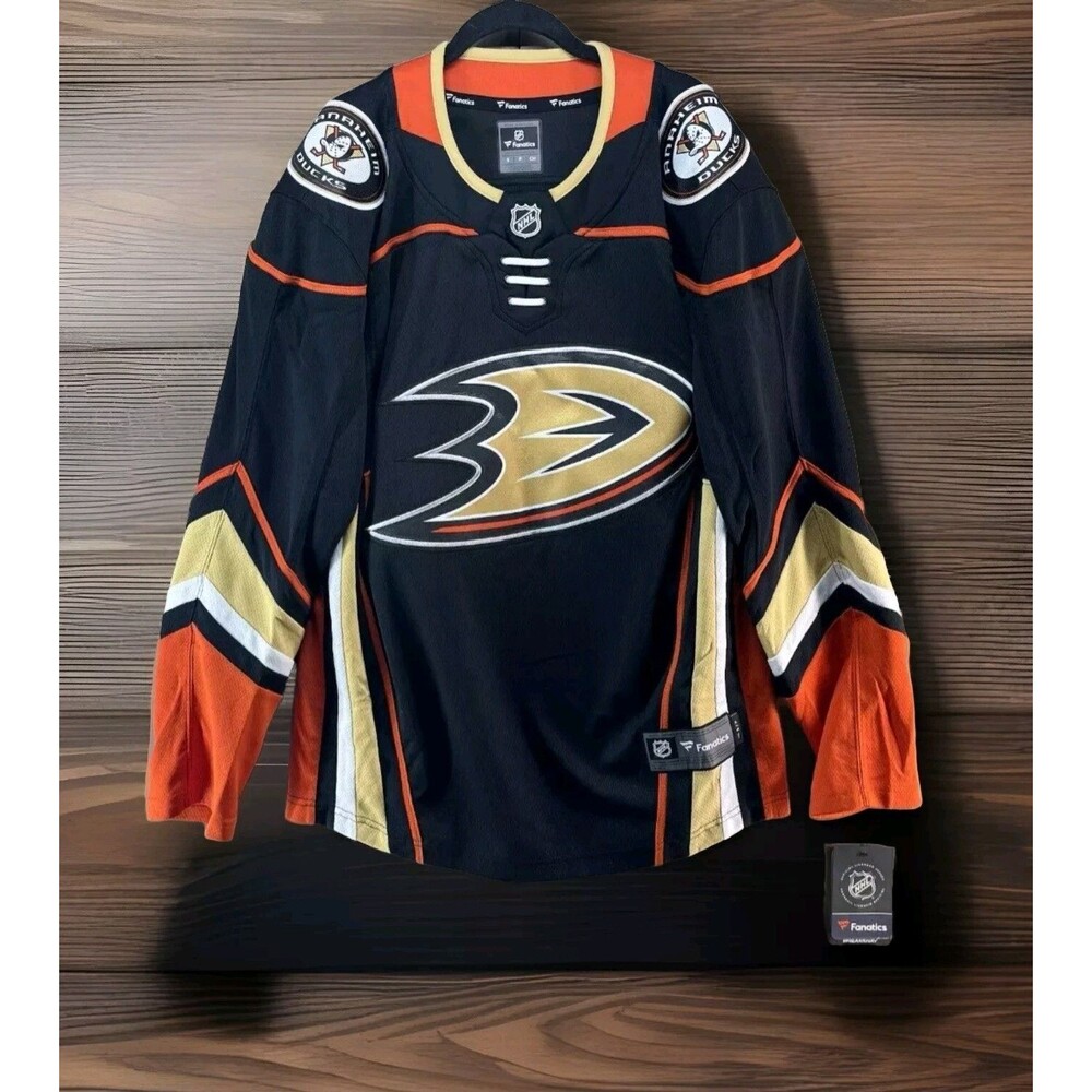 New Anaheim Ducks Fanatics Breakaway Blank Home Jersey Black Men’s Size LARGE